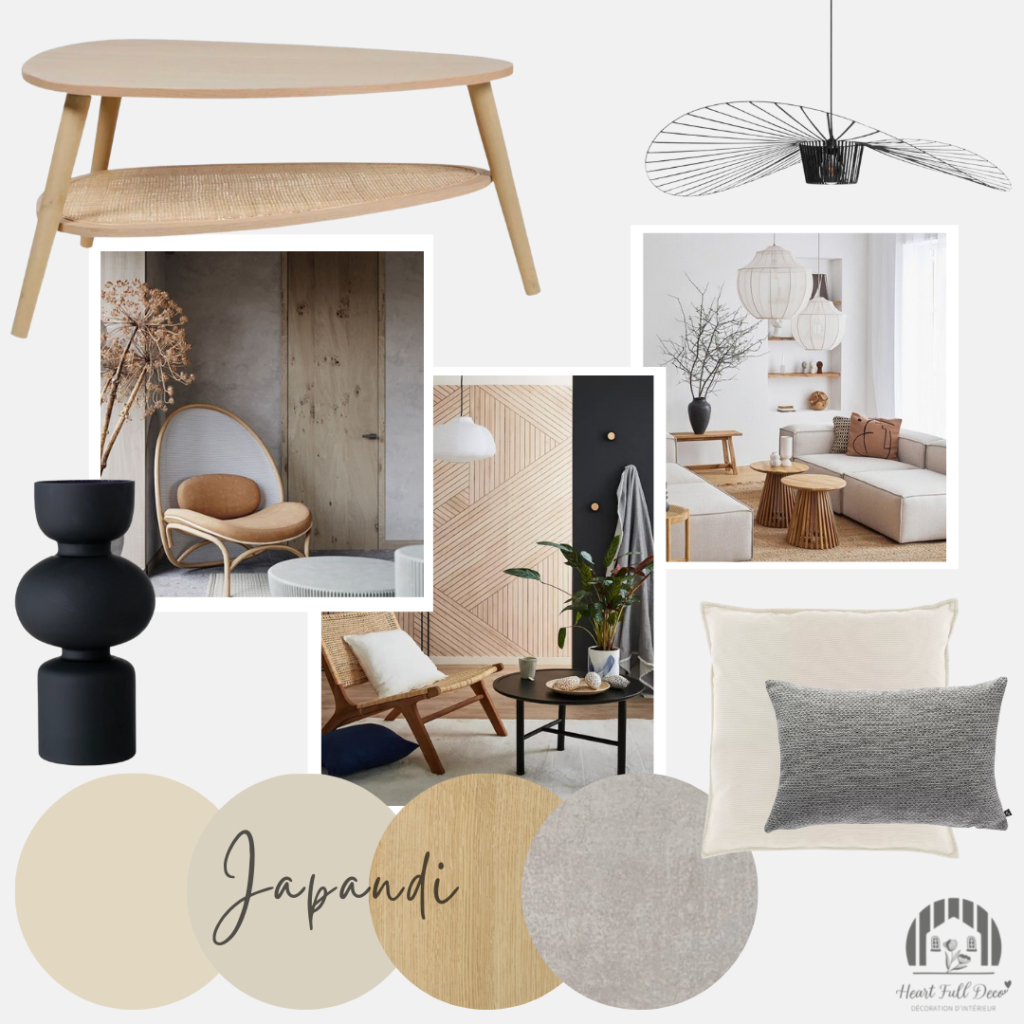 Planche d'ambiance Japandi par Heartfulldeco